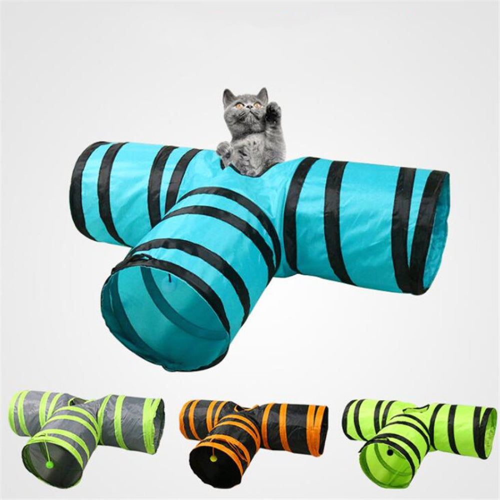 Tunel plegable de tela para gatos Almaveo, resistente al arañazo