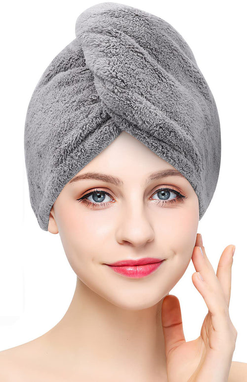 Turbante Toalla de Microfibra para el Pelo - gris