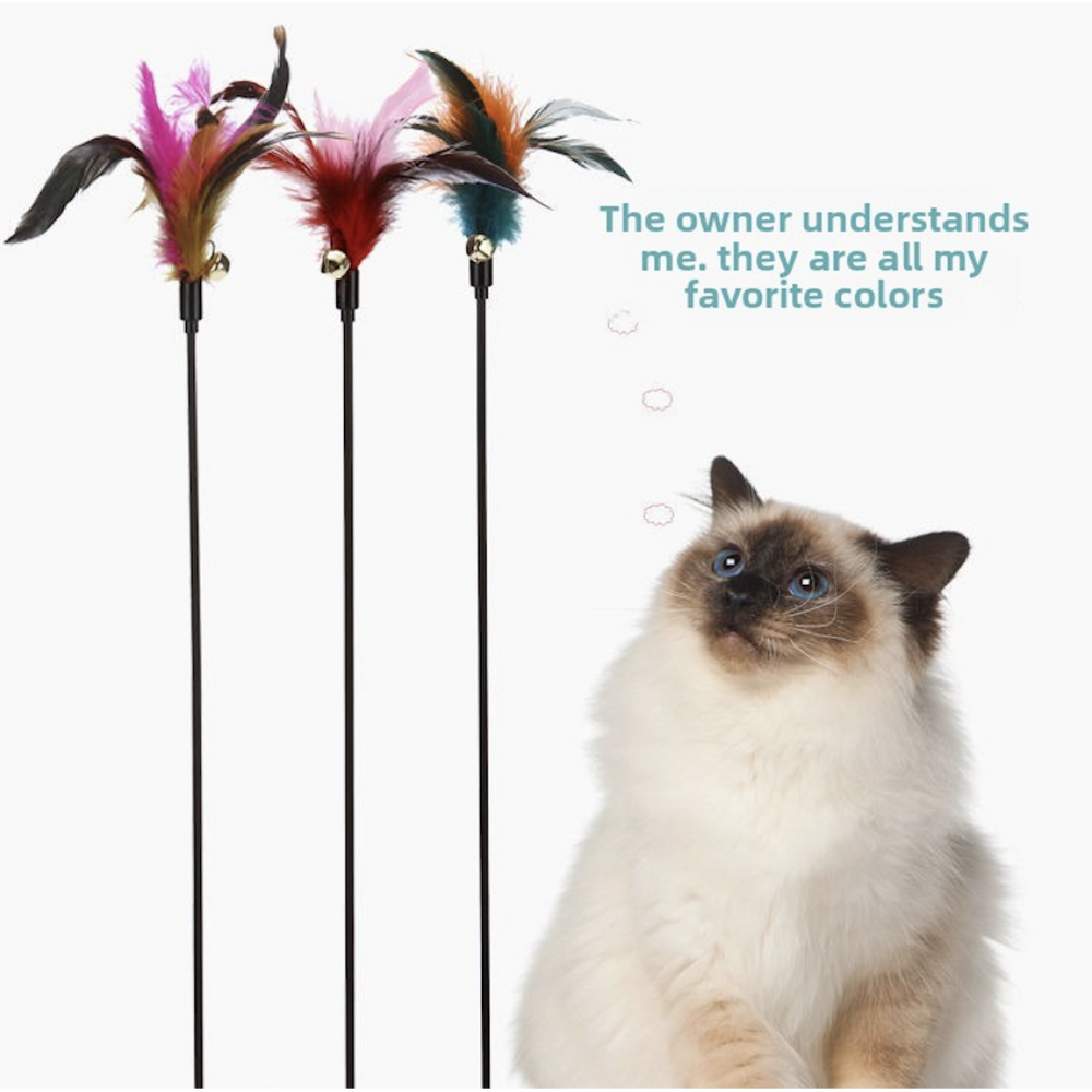 Varita de plumas interactiva para gatos Almaveo con cascabel