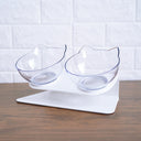 Comedero Elevado Transparente Antivómito para Gatos - double white and box