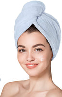 Turbante Toalla de Microfibra para el Pelo - azul cielo